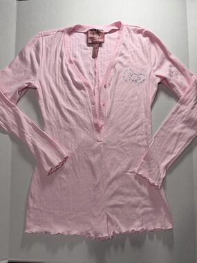 Forever 21 Light Pink Ribbed Hello Kitty Sleep Top with Crystal Bow